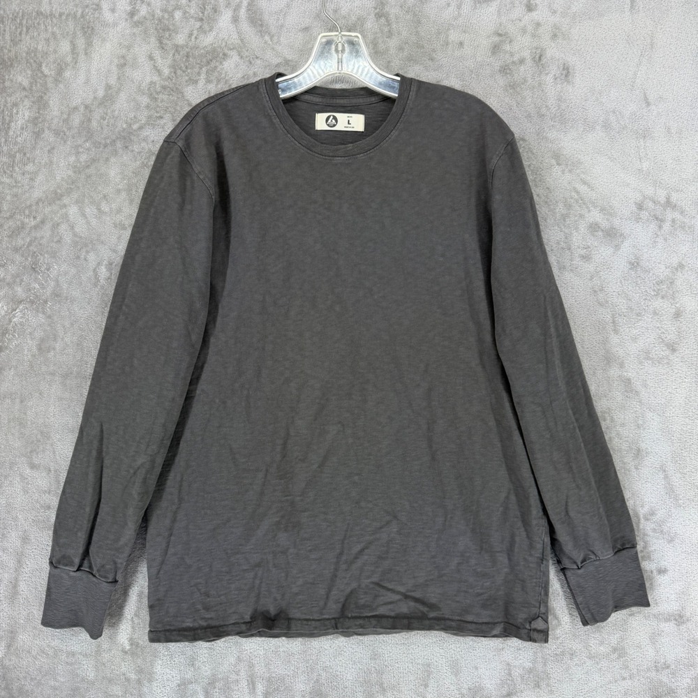 American Giant Mens Long Sleeve T-Shirt Charcoal Gray Cotton Made in USA Large
